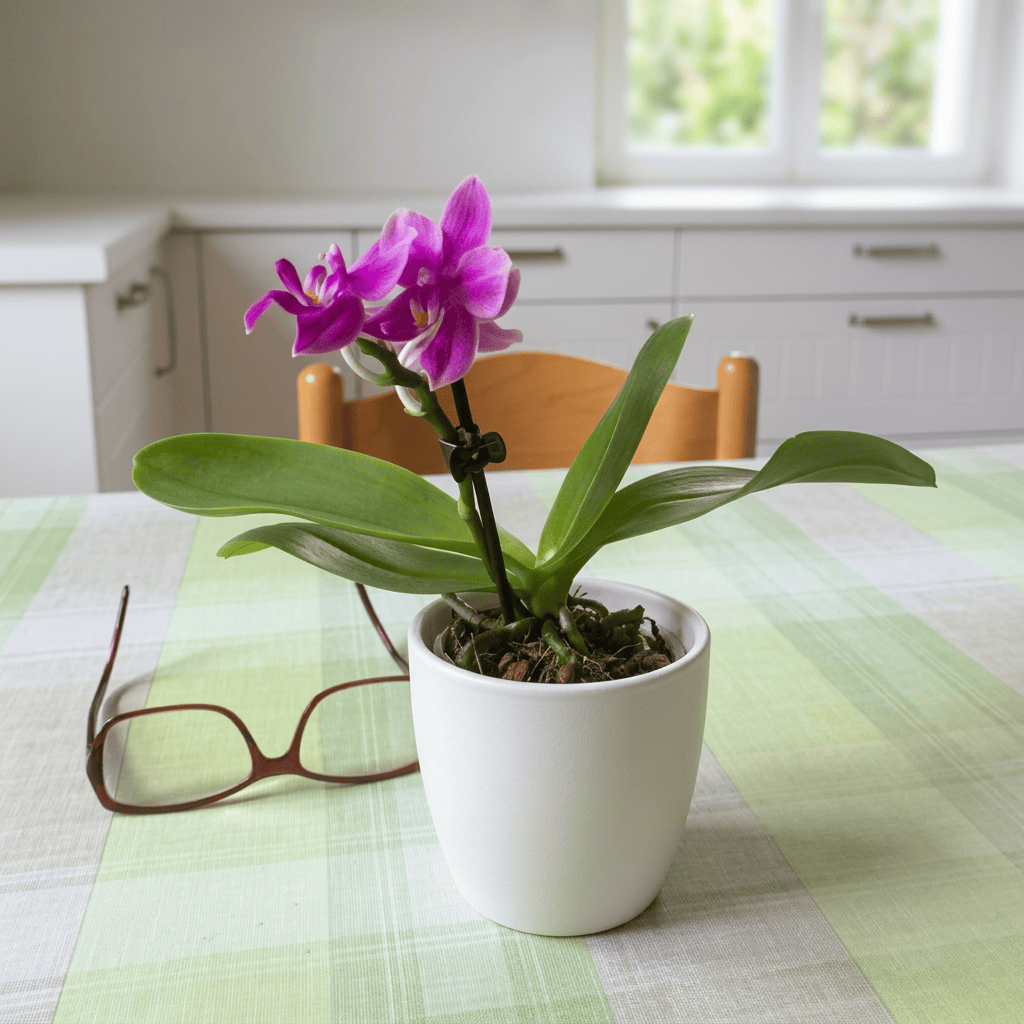 Bonsai Duftorchidee botanic Love Potion mit lila Blüten und 1 Rispe