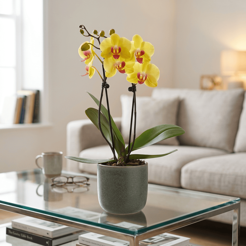 Phalaenopsis Golden Star mit gelben Blüten und 2 Rispen