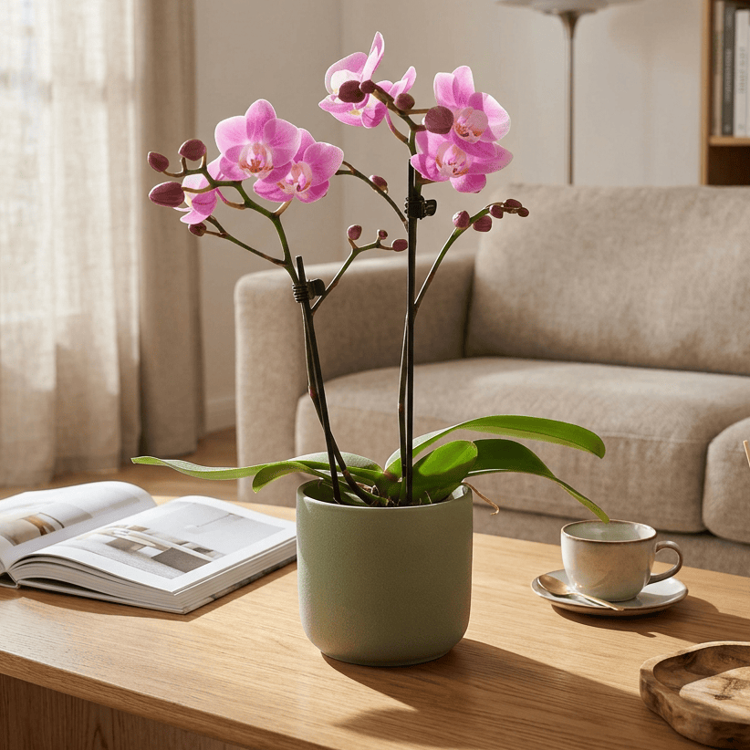 Table Dance Royal Pink mit rosenen Blüten und 2 Rispen