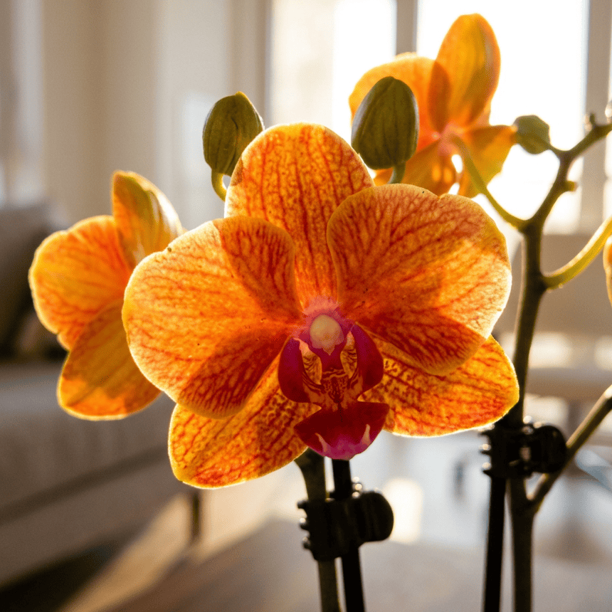 Table Dance Orange Magic mit orangen Blüten und 2 Rispen